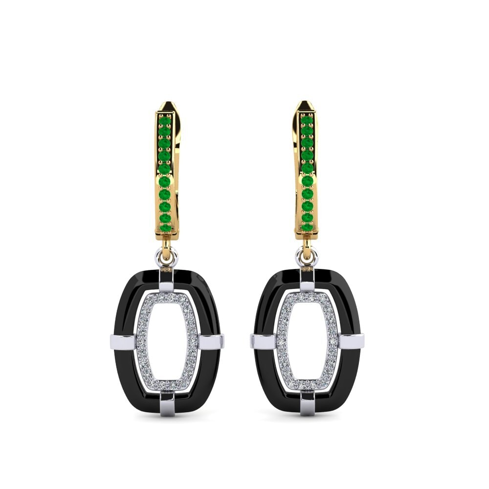 14ct Yellow & White Gold Emerald Women's Earring Mennosa