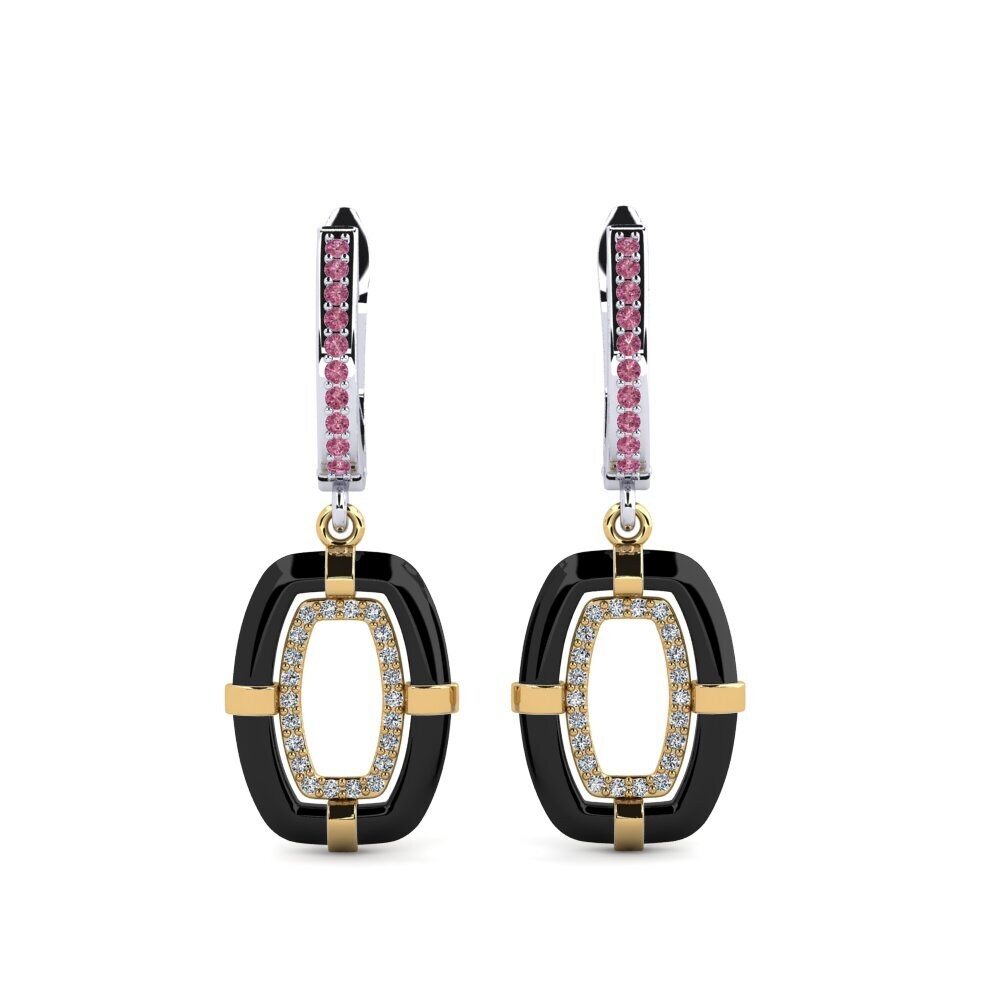 14ct White & Yellow Gold Rhodolite Garnet Women's Earring Mennosa