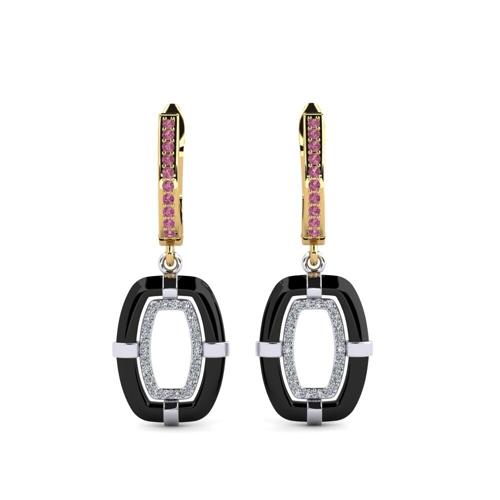 18ct Yellow & White Gold Rhodolite Garnet Women's Earring Mennosa