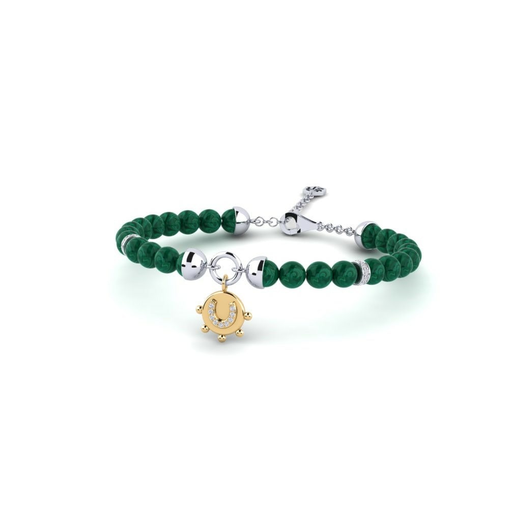 9k Oro Blanco & Amarillo Redondo Diamante cultivado en laboratorio Pulsera de Mujer Menouthis