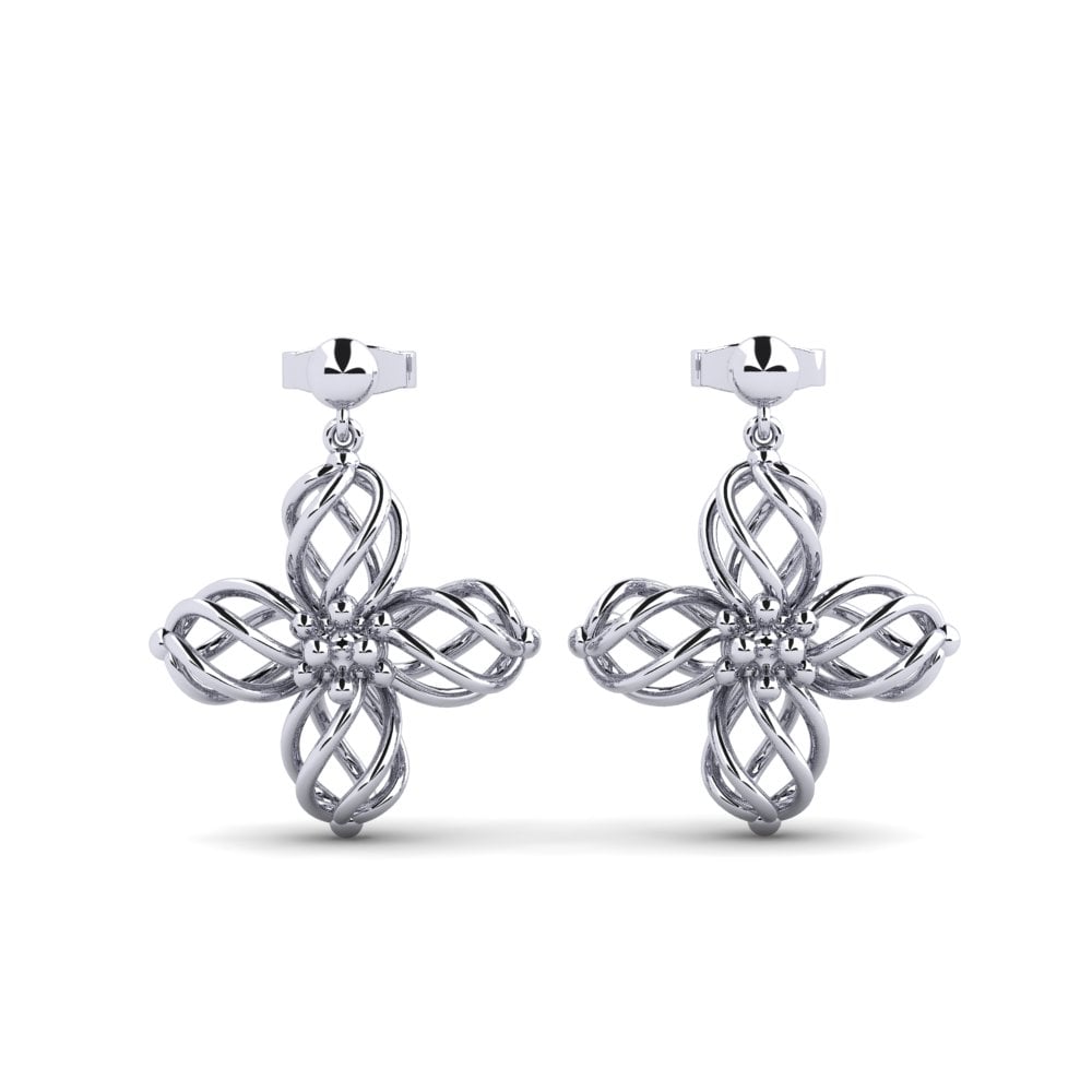 14k Oro Blanco Pendientes Meraviglia