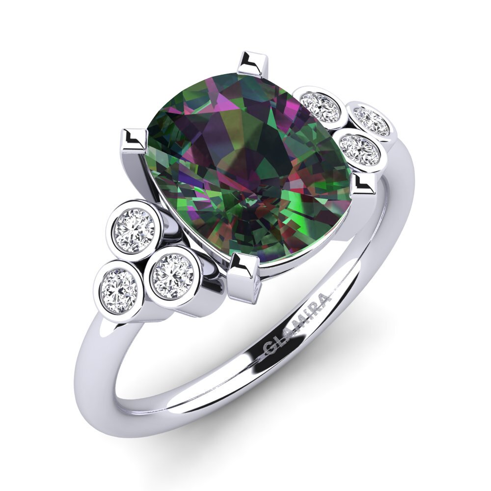 18ct White Gold Mystic Topaz Ring Mercille