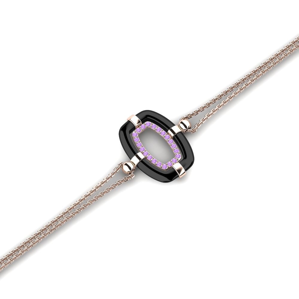 14k Oro Rosa Amatista Pulsera de Mujer Mereosa