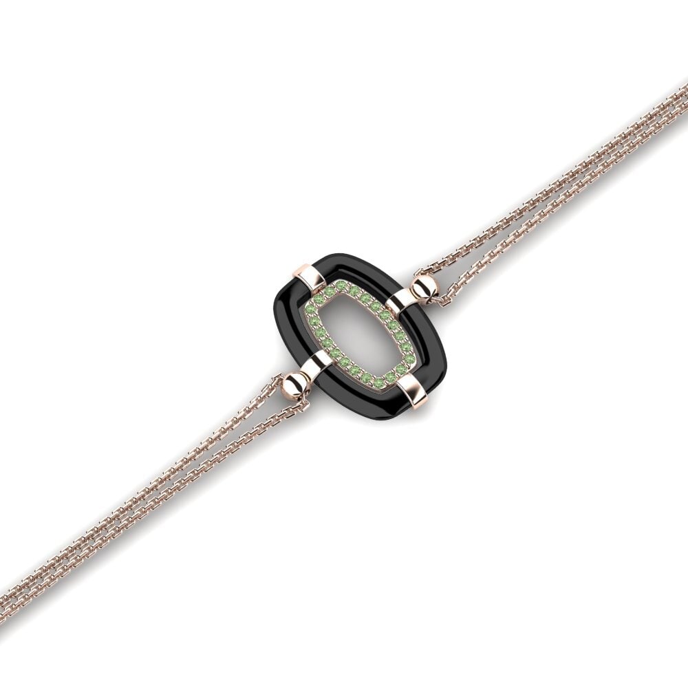 18k Oro Rosa Diamante Verde Pulsera de Mujer Mereosa