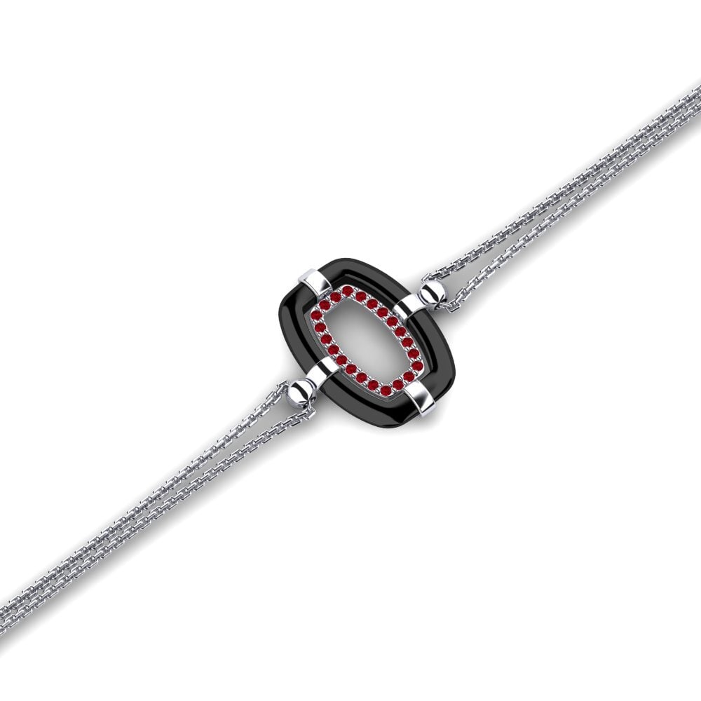 950 Palladium Red Zirconia Women's Bracelet Mereosa