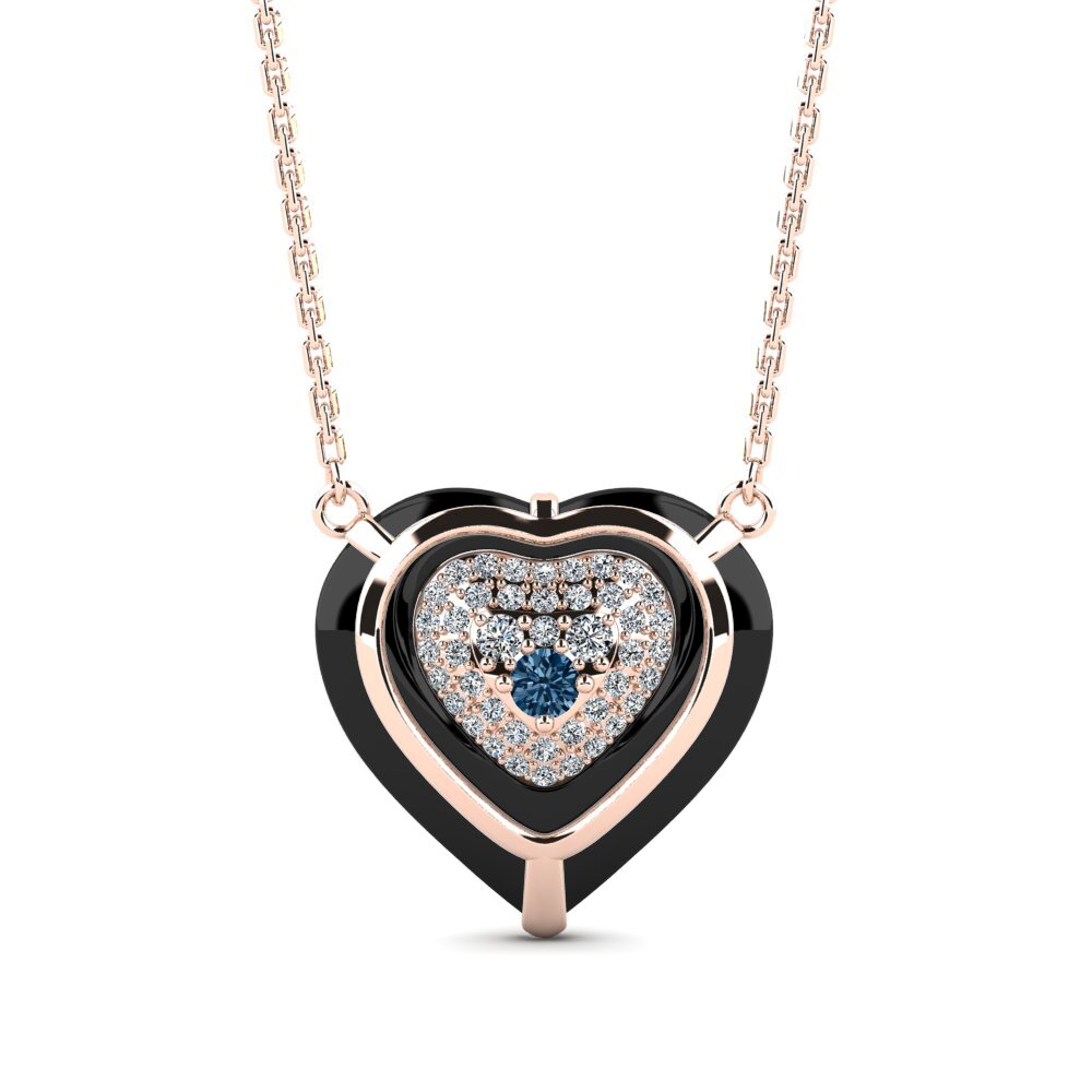 9k Rose Gold Blue Diamond Women's Necklace Merezca