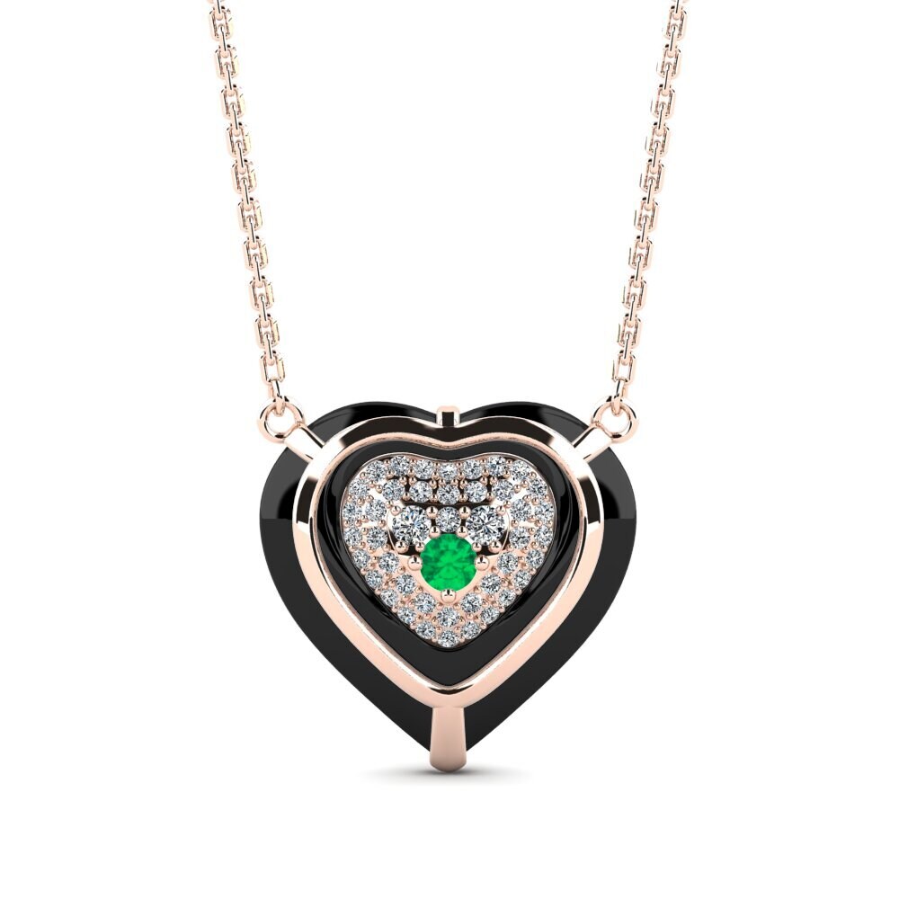 9ct Rose Gold Emerald Women's Necklace Merezca