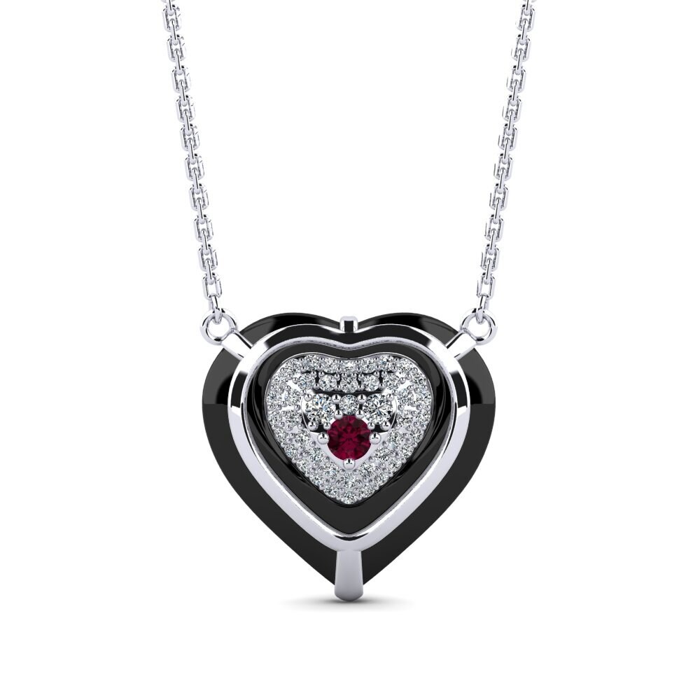 9ct White Gold Rhodolite Garnet Women's Necklace Merezca
