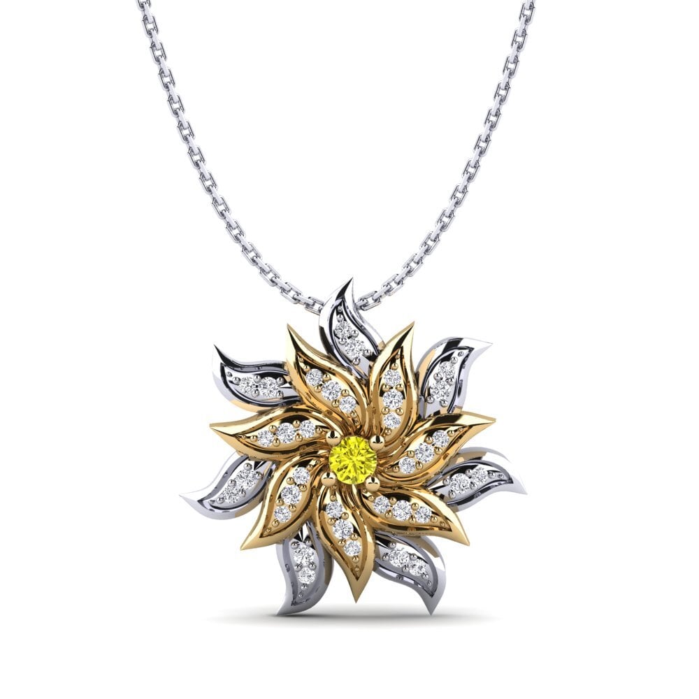 Vàng Trắng-Vàng 18K Kim Cương Vàng Mặt dây chuyền nữ Merlinda