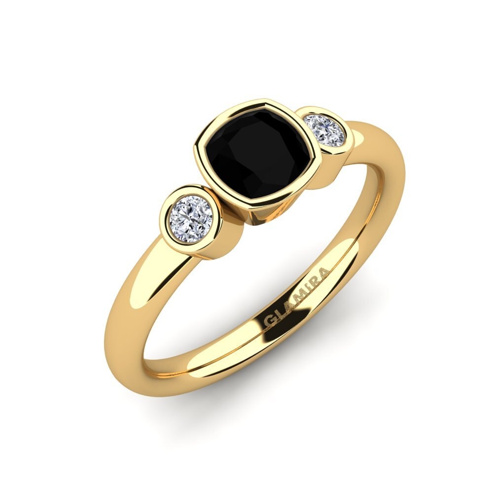 Cushion Black Diamond Engagement Ring Merollia