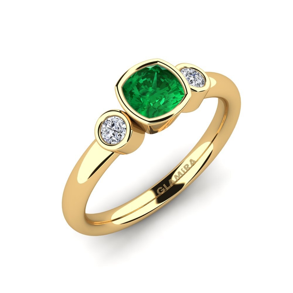 Cojín Esmeralda (creada en laboratorio) Anillo Merollia