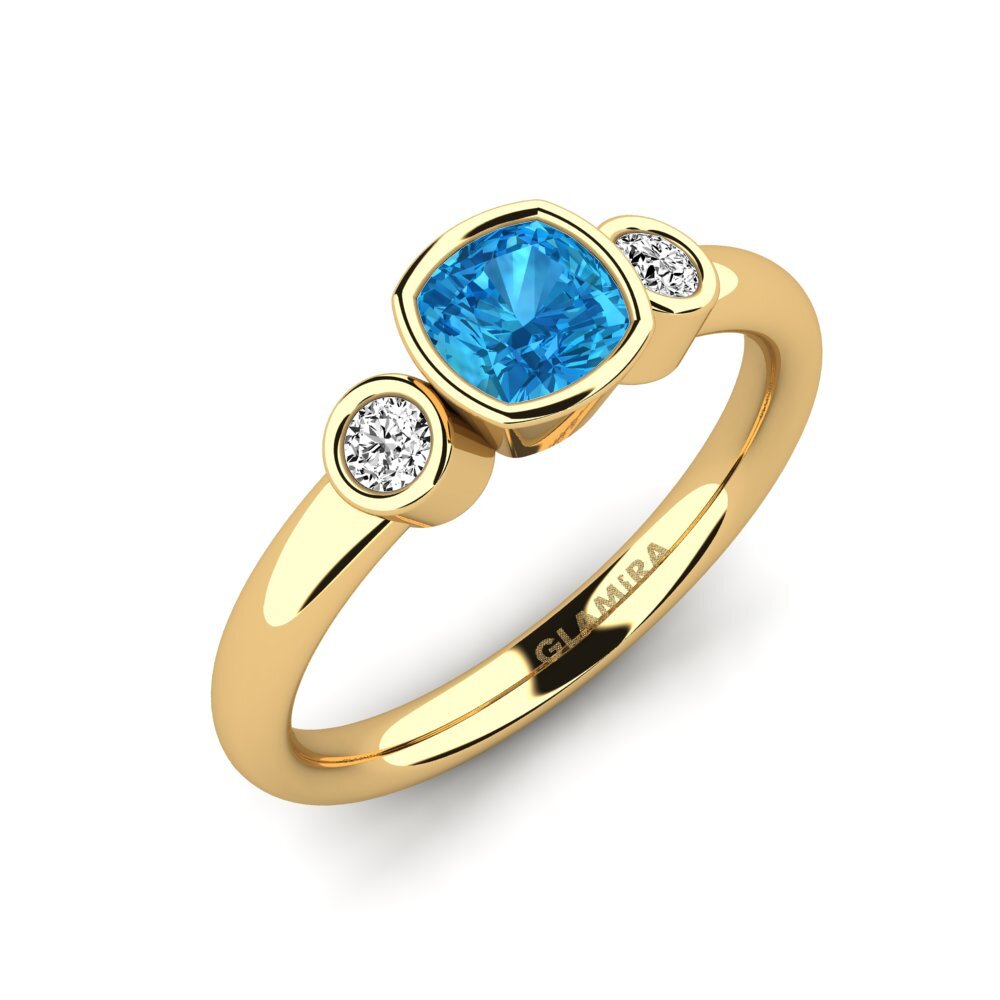 Topacio azul Anillo de compromiso Merollia
