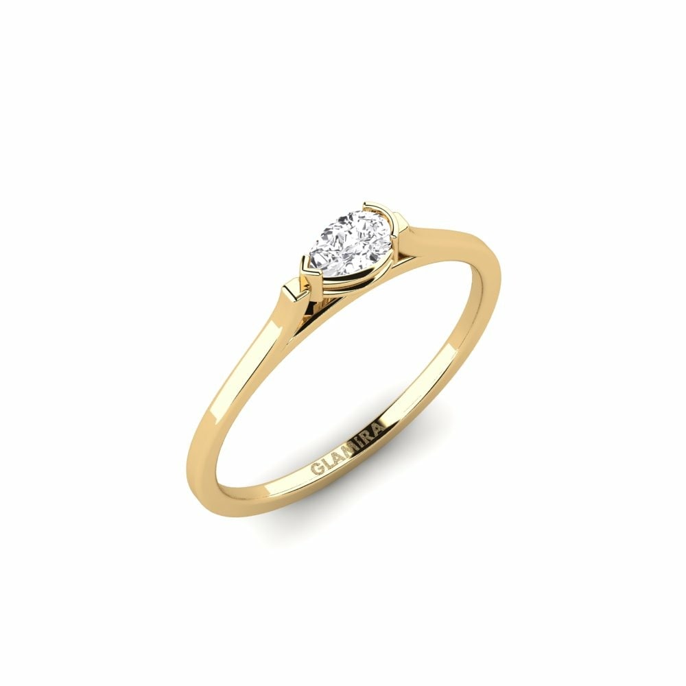 Classic Solitaire Engagement Rings Merveille 585 Yellow Gold White Sapphire