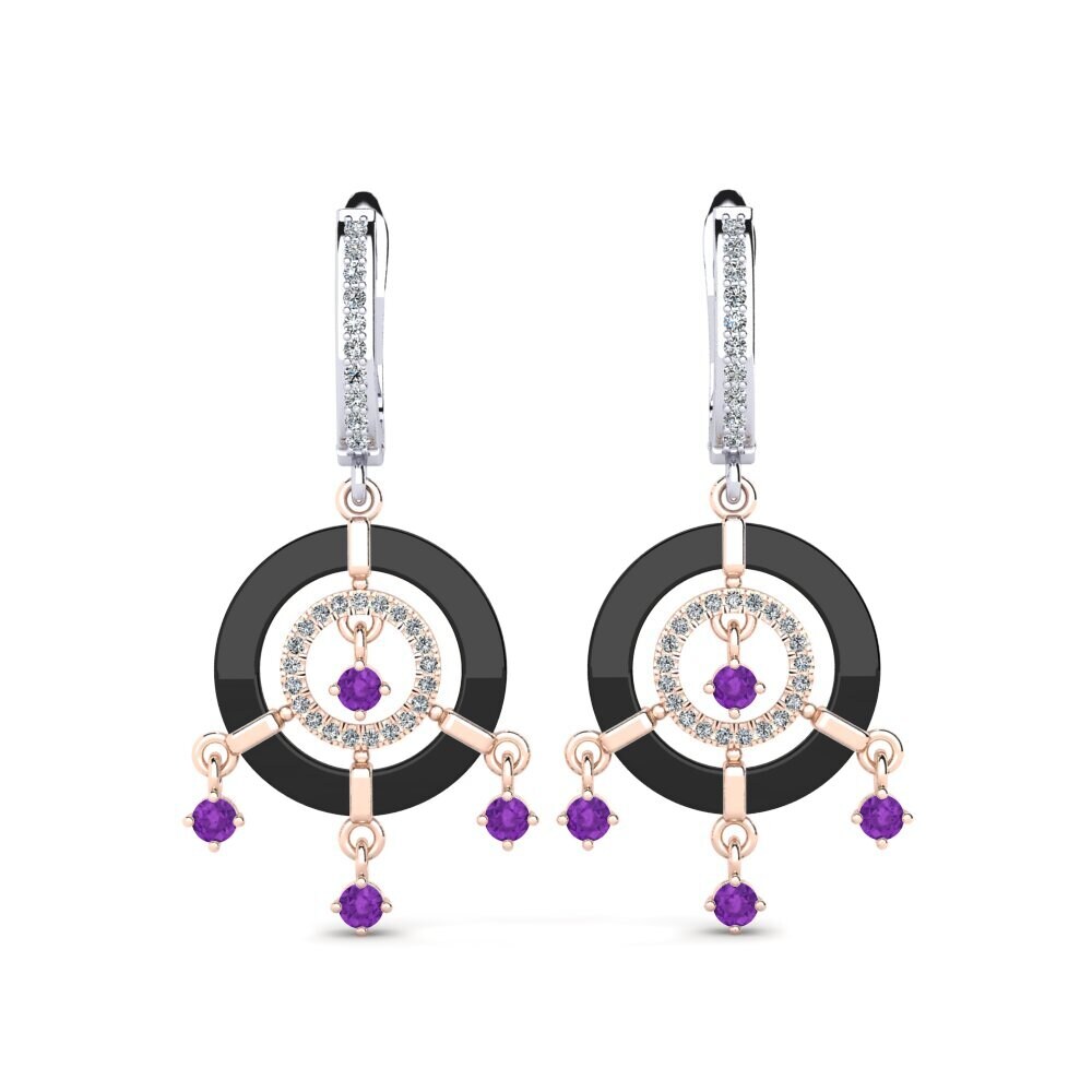 9ct Rose & White Gold Amethyst Women's Earring Mesmoraza