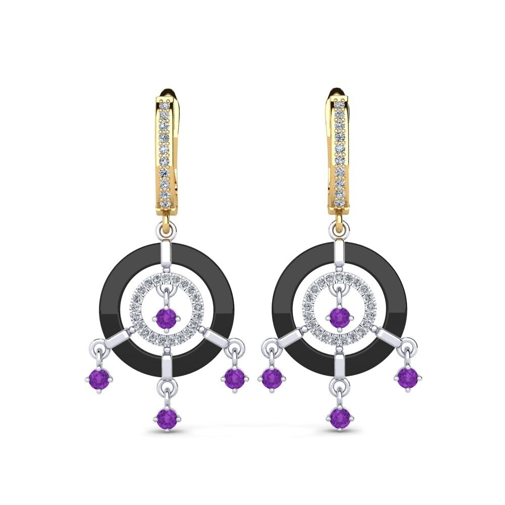 14ct White & Yellow Gold Amethyst Women's Earring Mesmoraza