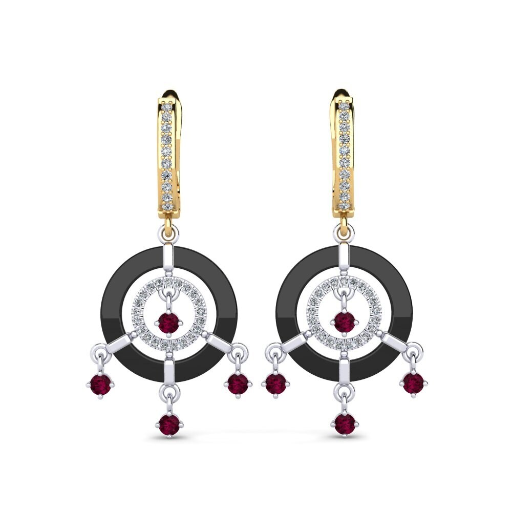 14ct White & Yellow Gold Rhodolite Garnet Women's Earring Mesmoraza