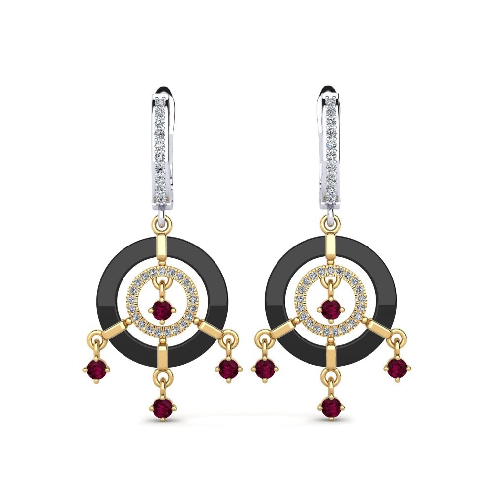 18ct Yellow & White Gold Rhodolite Garnet Women's Earring Mesmoraza