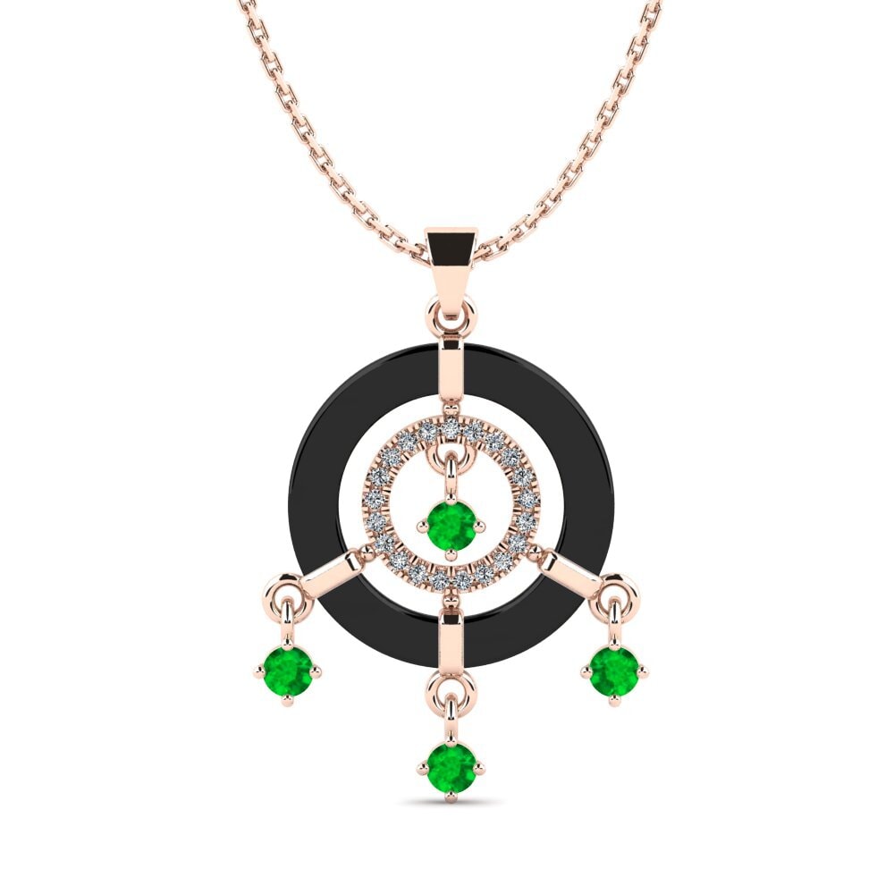 9ct Rose Gold Emerald Women's Pendant Mestio