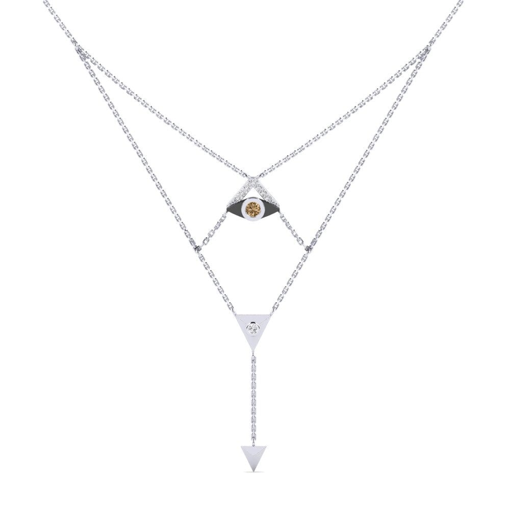 Plata 925 Diamante café Collar de Mujer Meticoloso