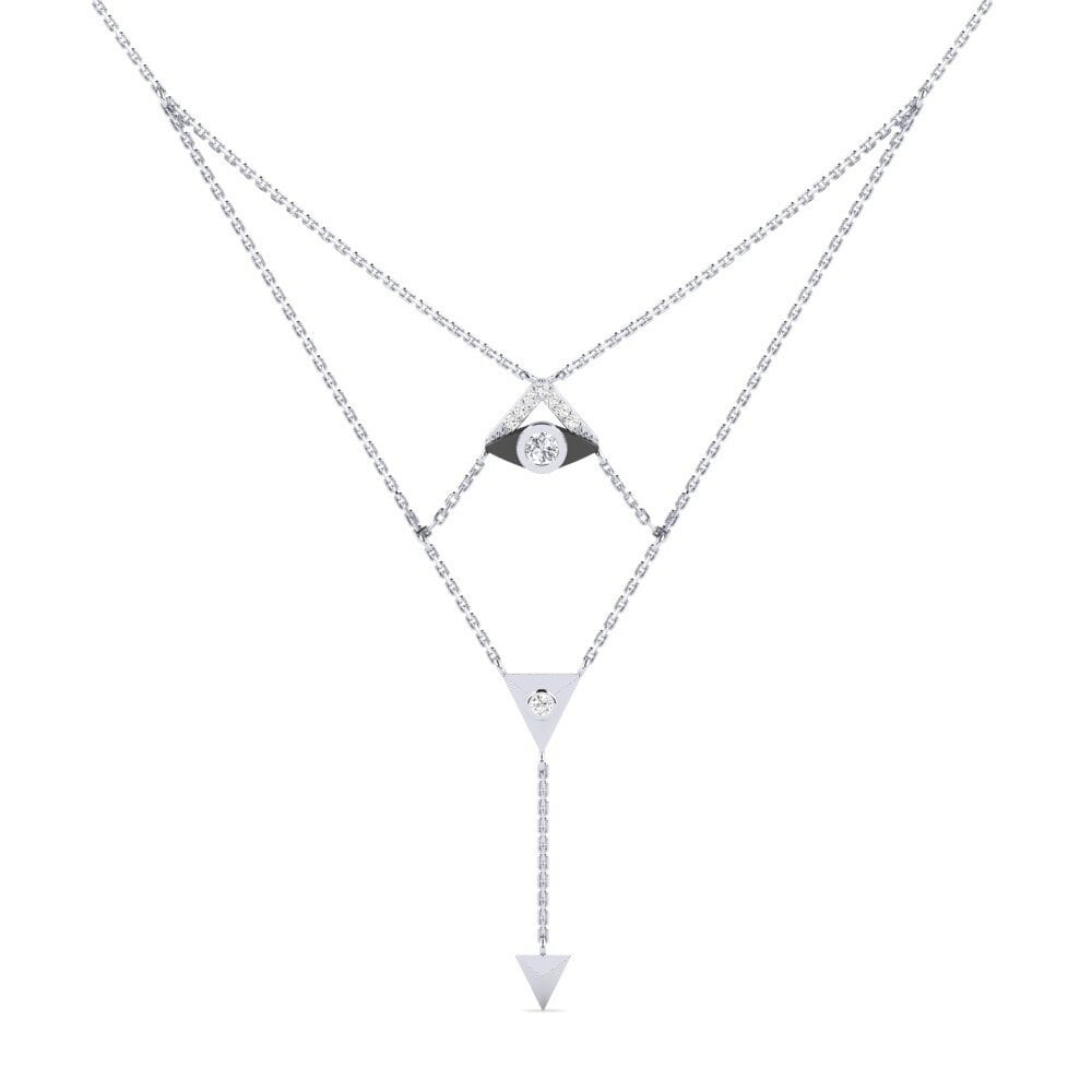 14k Oro Blanco Moissanita Collar de Mujer Meticoloso