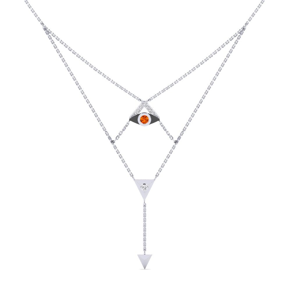 Plata 925 Zafiro Naranja Collar de Mujer Meticoloso