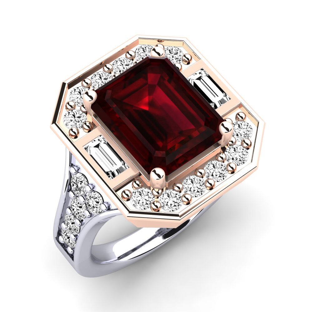 18k Oro Blanco & Rosa Granate Anillo de compromiso Micheyla