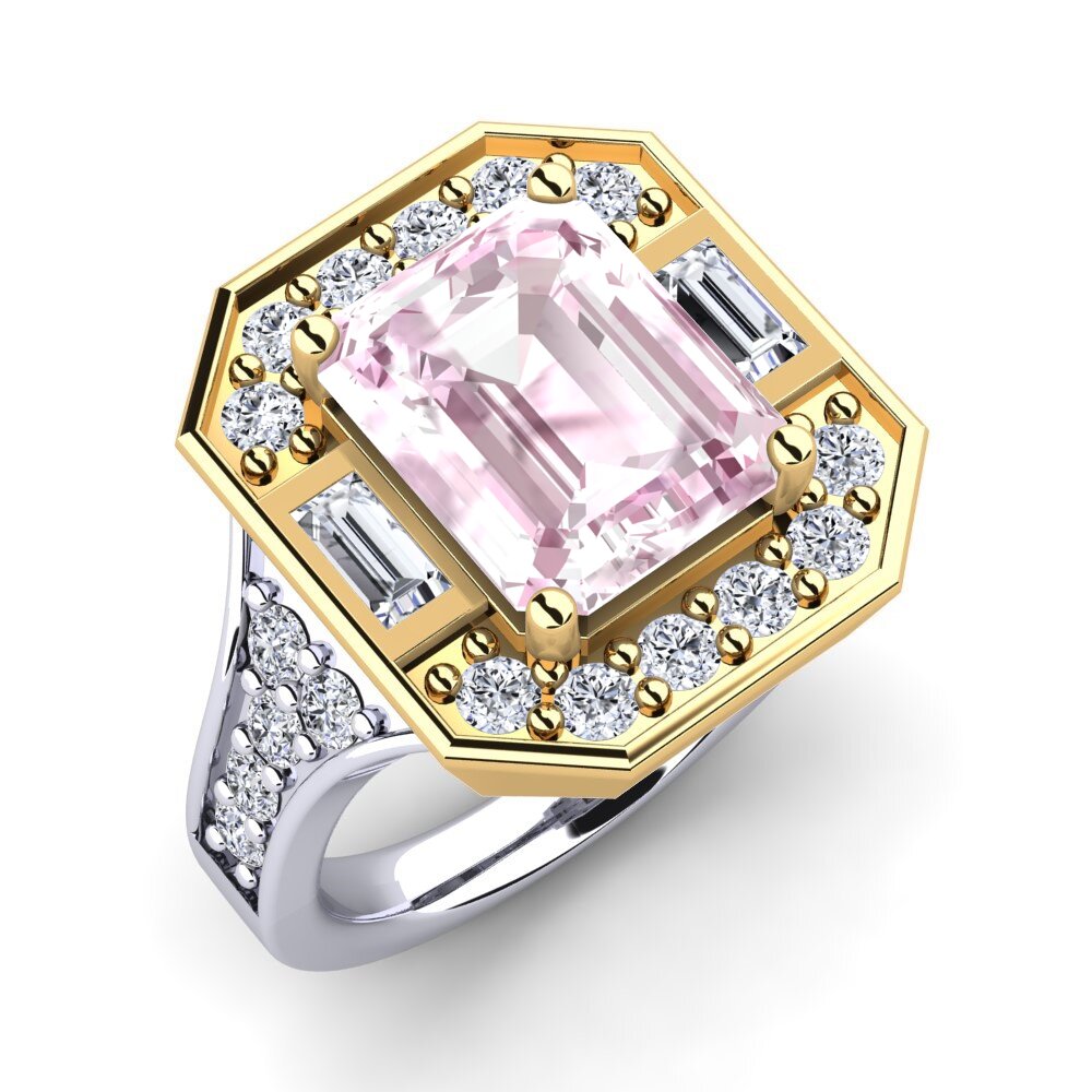 14ct White & Yellow Gold Kunzite Engagement Ring Micheyla
