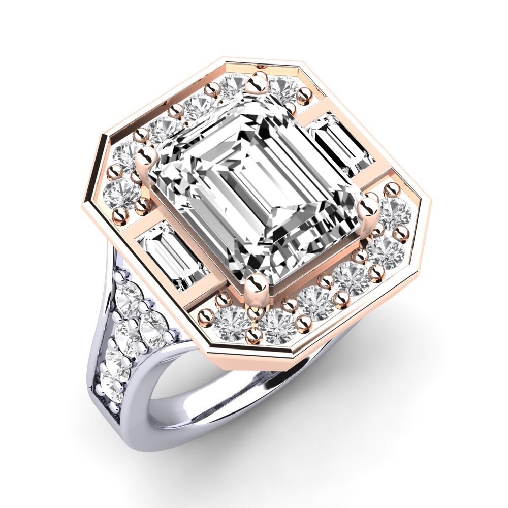 18k Oro Blanco & Rosa Moissanita Anillo de compromiso Micheyla