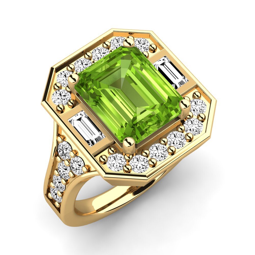 9k Oro Amarillo Peridoto Anillo de compromiso Micheyla