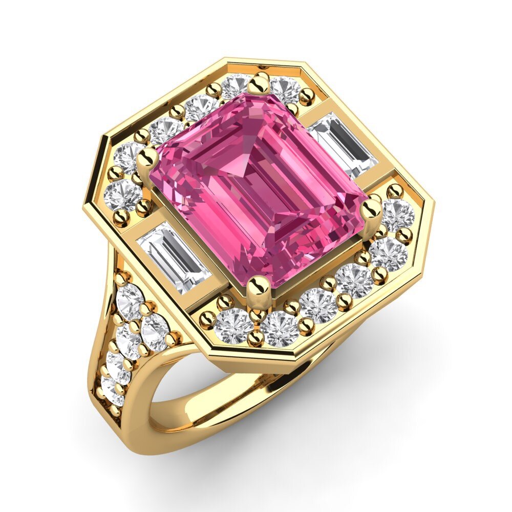 9ct Yellow Gold Pink Tourmaline Engagement Ring Micheyla
