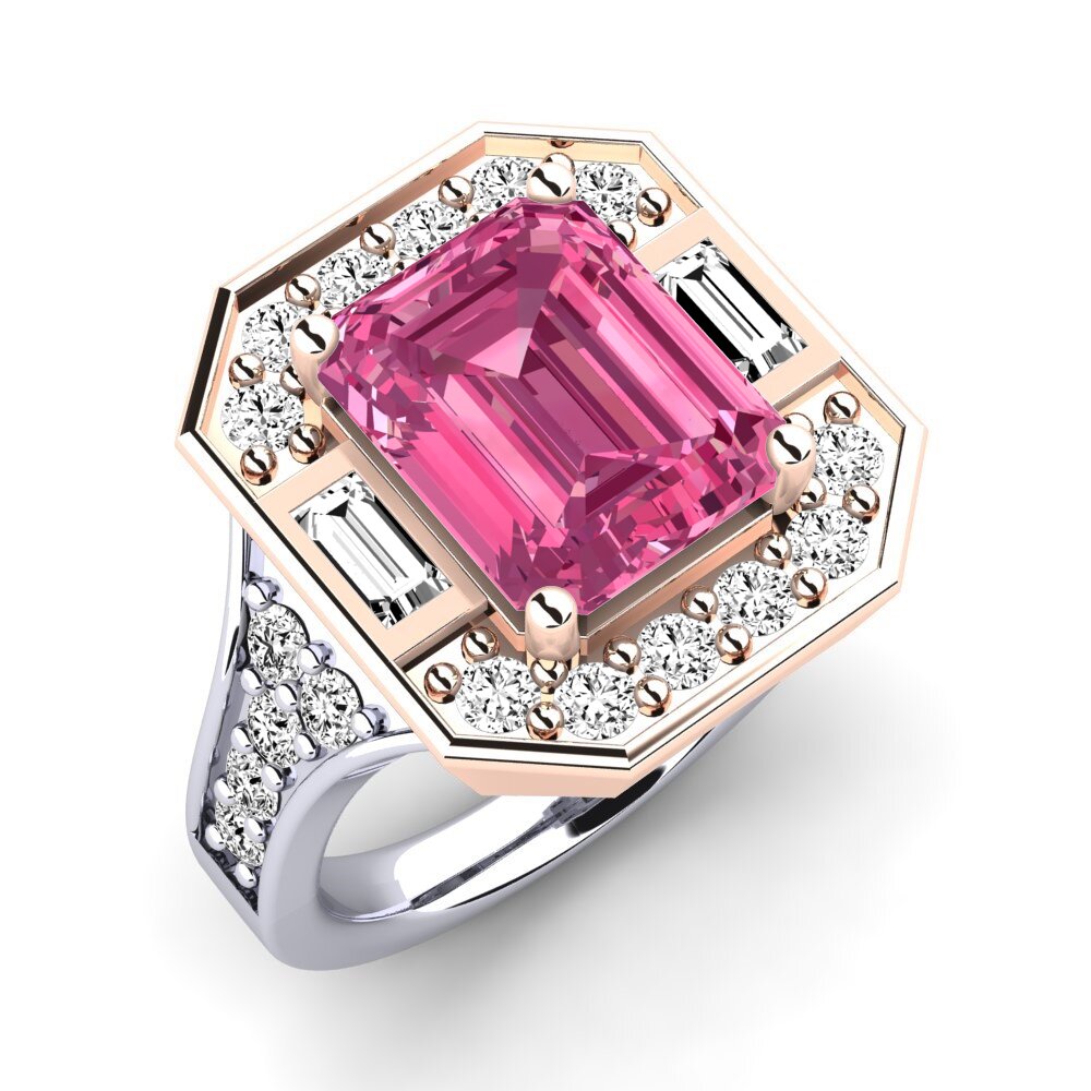 18k Oro Blanco & Rosa Turmalina rosa Anillo de compromiso Micheyla