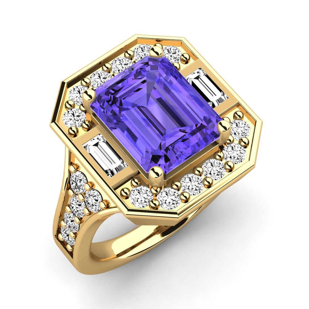 14k Oro Amarillo Tanzanita Anillo de compromiso Micheyla