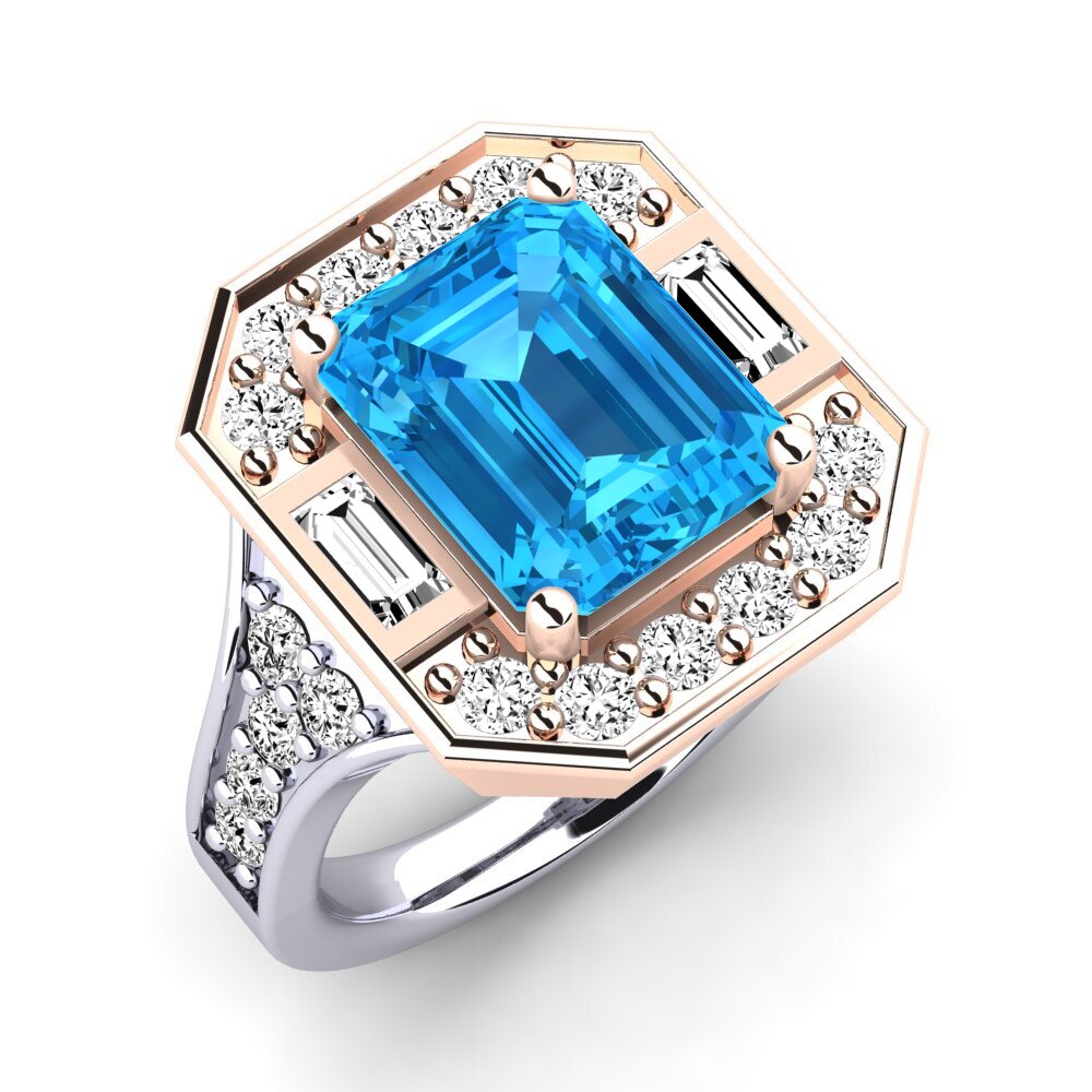 18ct White / Rose Gold Blue Topaz Engagement Ring Micheyla