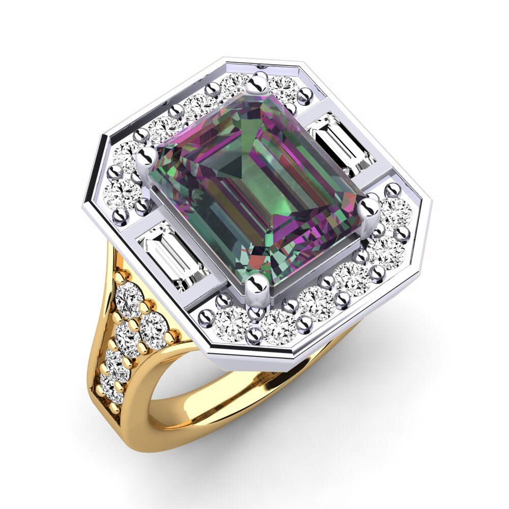 14K Geel & Wit Goud Mystic Topaas Verlovingsring Micheyla