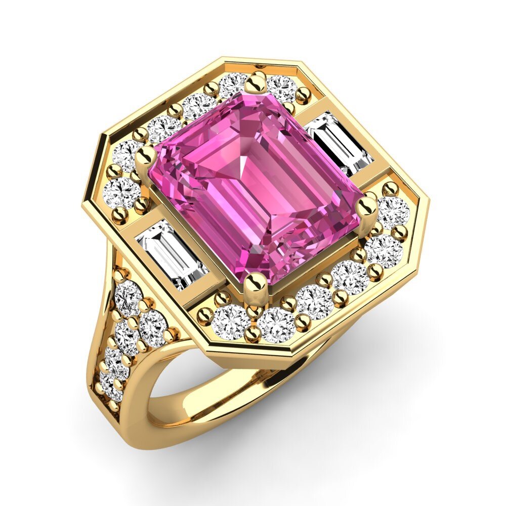 9k Oro Amarillo Topacio Rosa Anillo de compromiso Micheyla