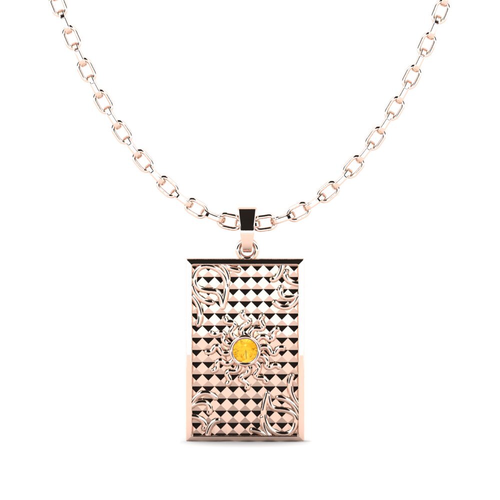 14ct Rose Gold Citrine Men's Pendant Mien