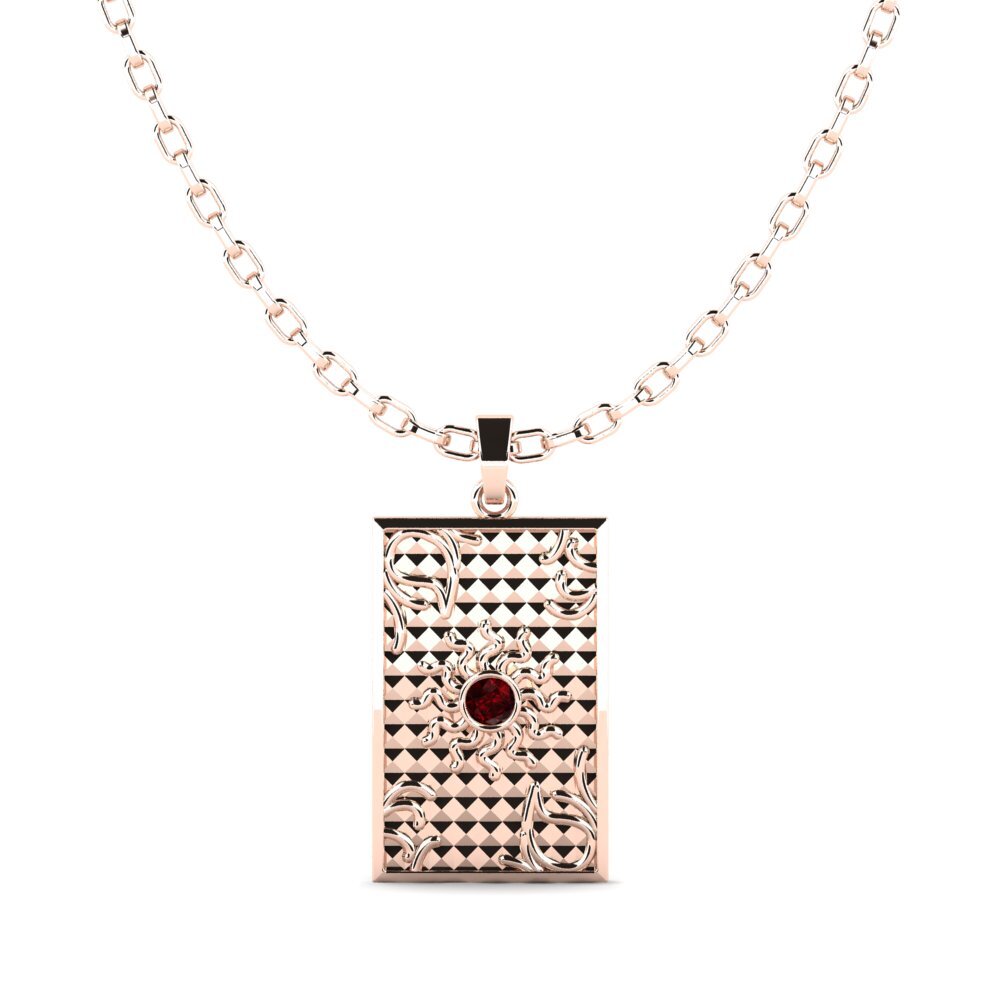 14ct Rose Gold Garnet Men's Pendant Mien