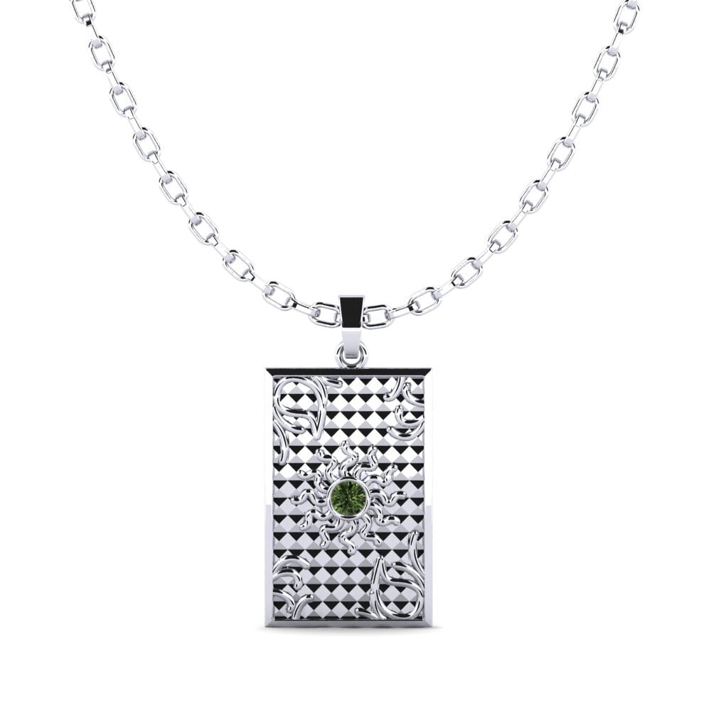 14ct White Gold Green Sapphire Men's Pendant Mien