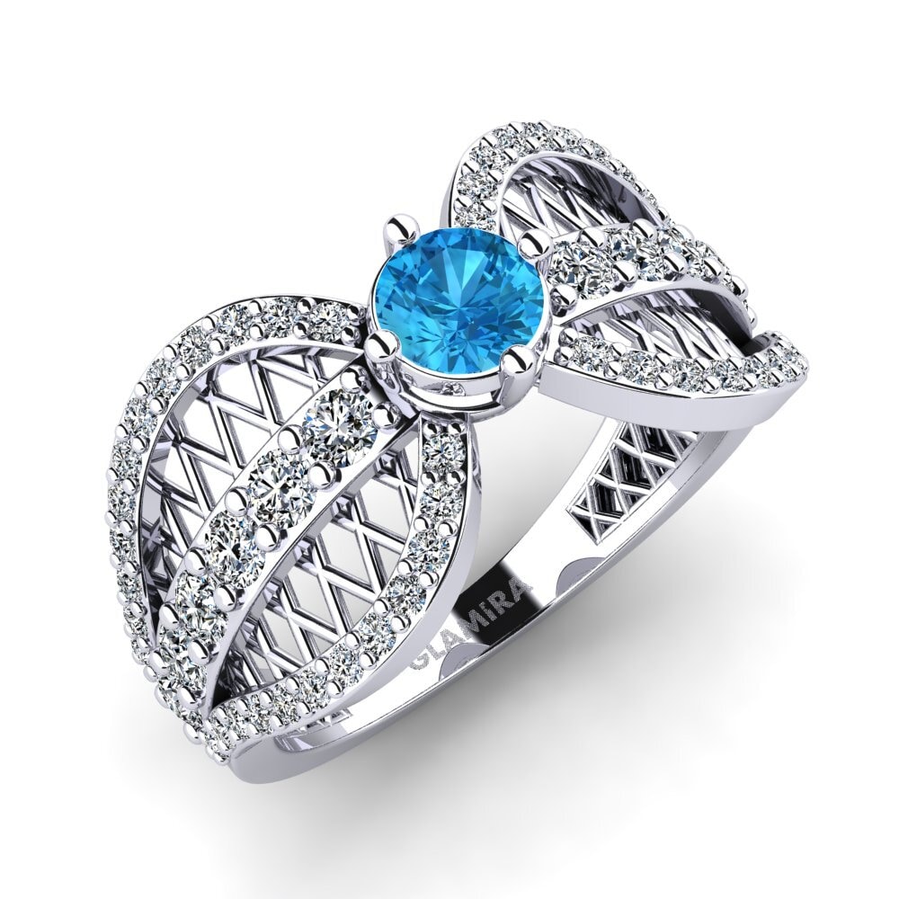 Round Blue Topaz Women's Ring Migea