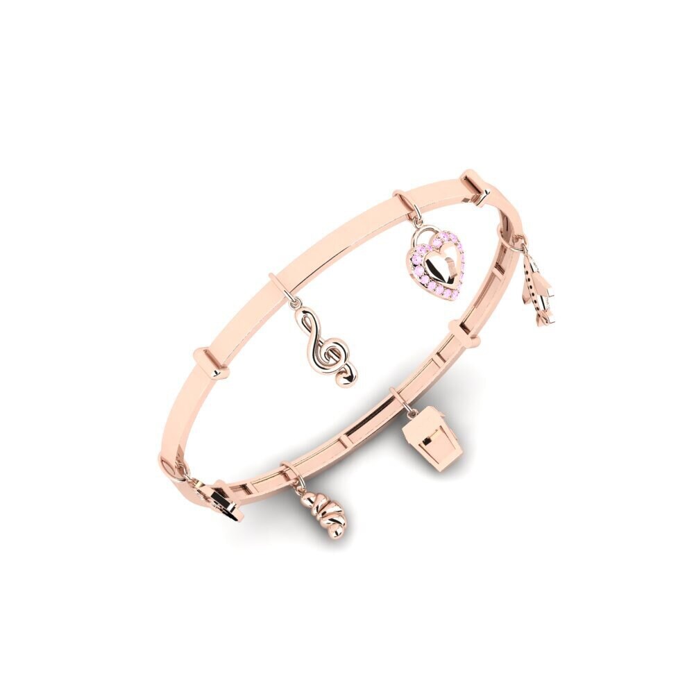 18ct Rose Gold Pink Sapphire Women's Bangle Migesi
