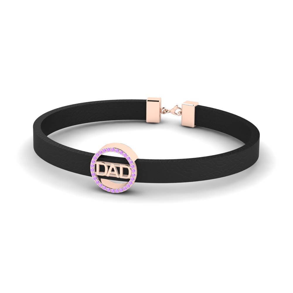 9ct Rose Gold Amethyst Men's Bracelet Migleidy