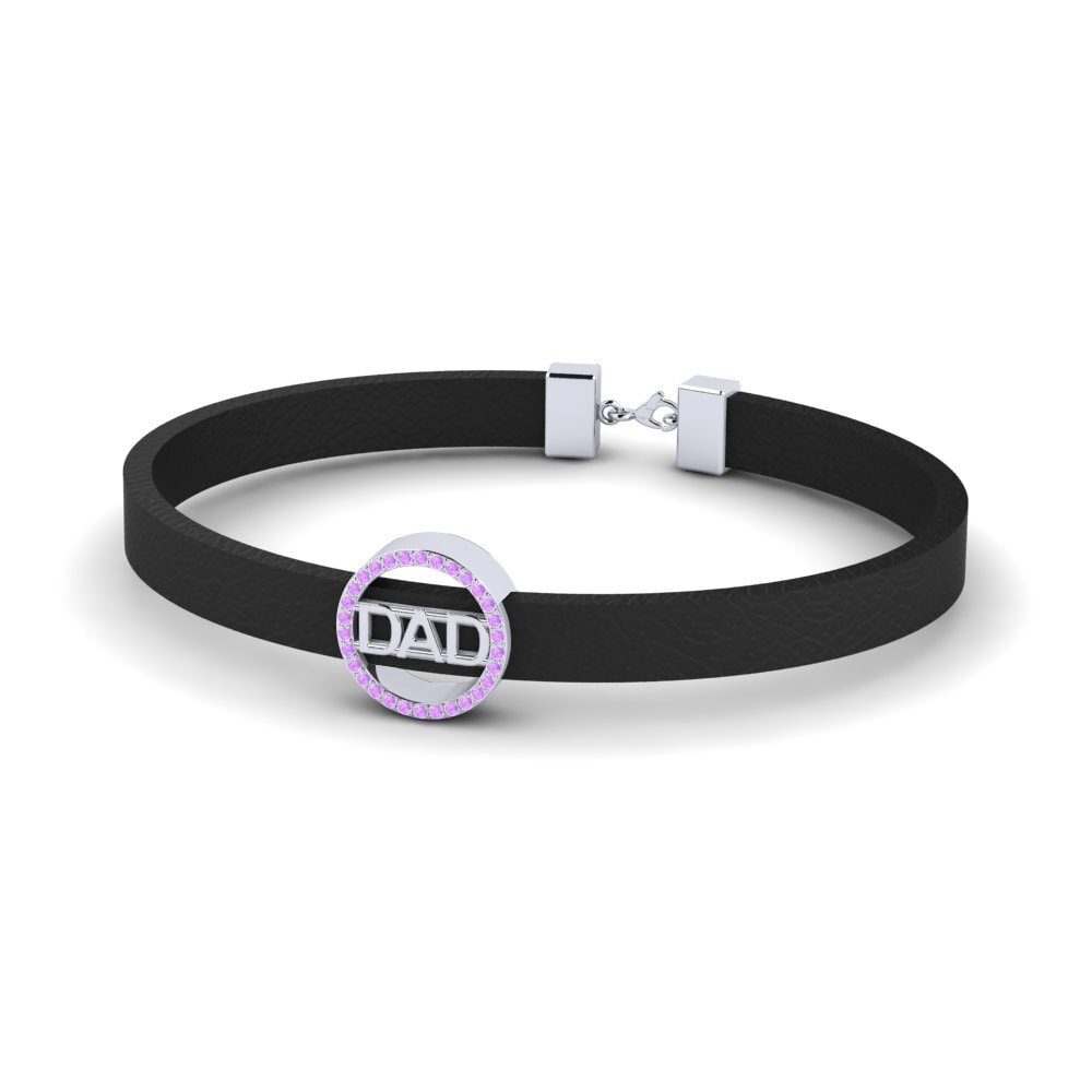 9ct White Gold Amethyst Men's Bracelet Migleidy