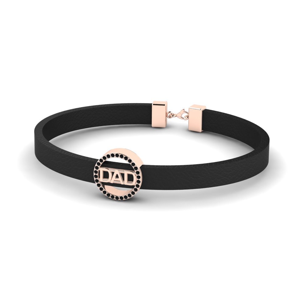 9ct Rose Gold Black Diamond Men's Bracelet Migleidy