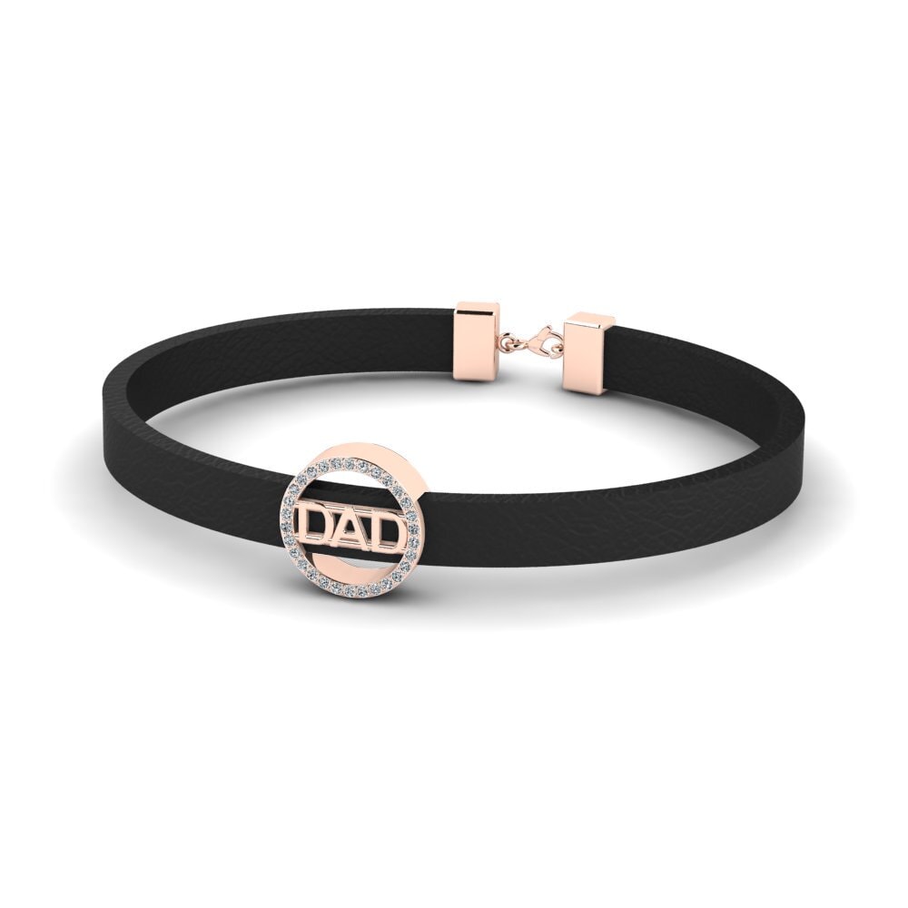 18ct Rose Gold Zirconia Men's Bracelet Migleidy