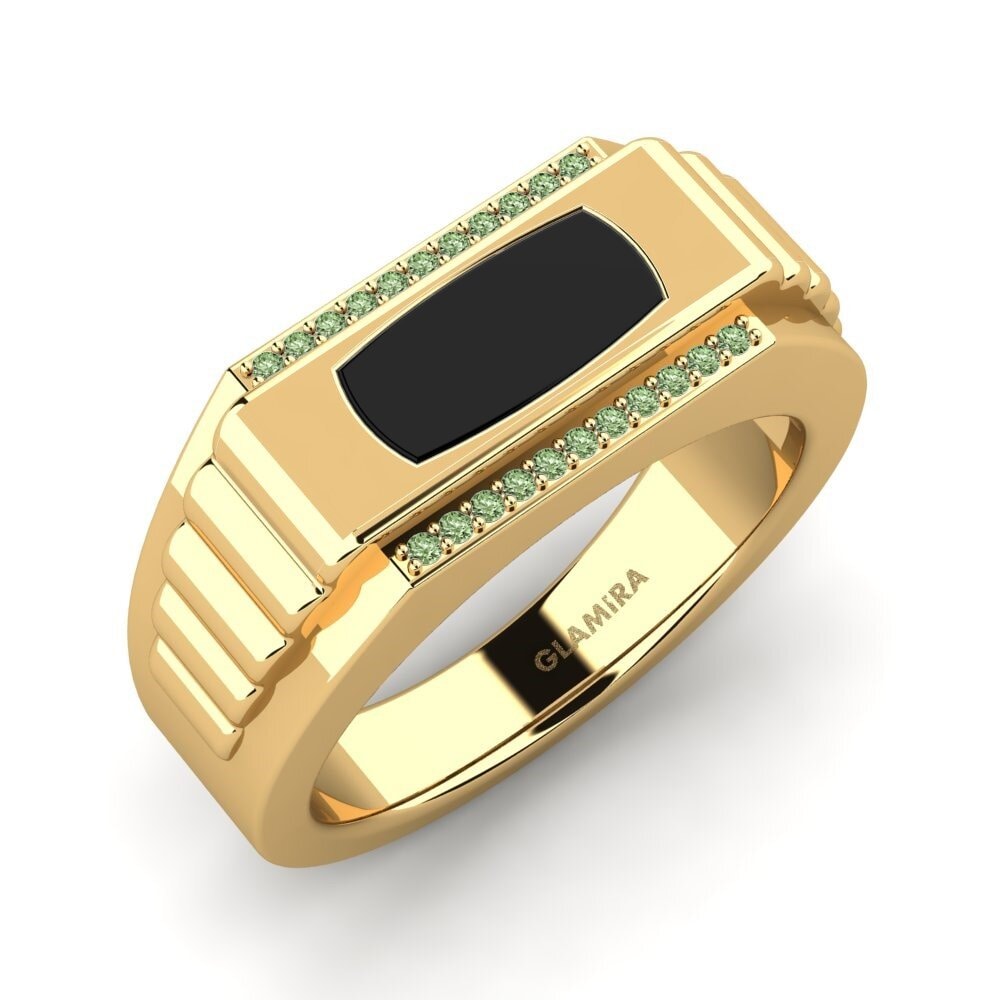 9ct Yellow Gold Green Diamond Men's Ring Mihai