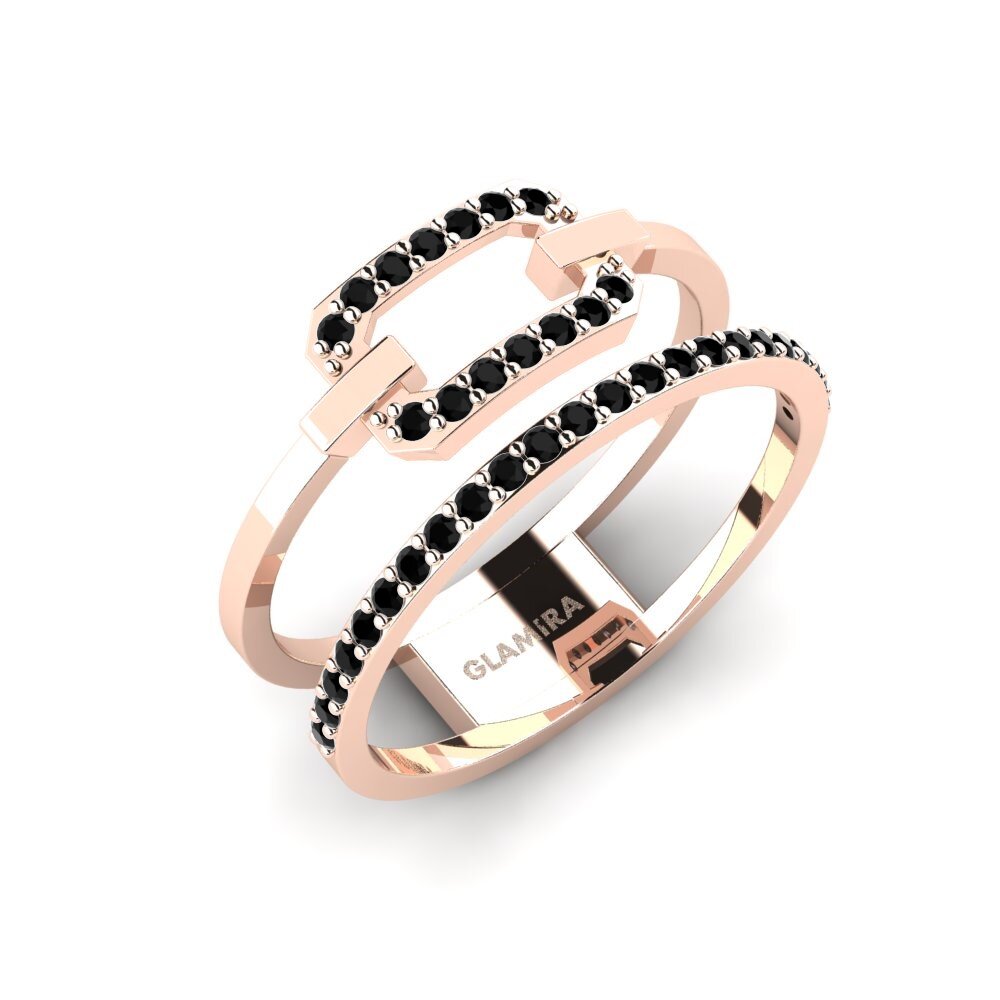 14k Oro Rosa Ónix Negro Anillo Milagre