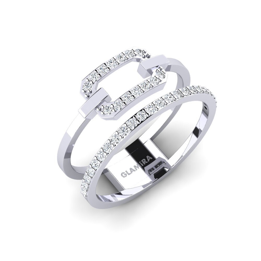 14k Oro Blanco Circonita Anillo Milagre