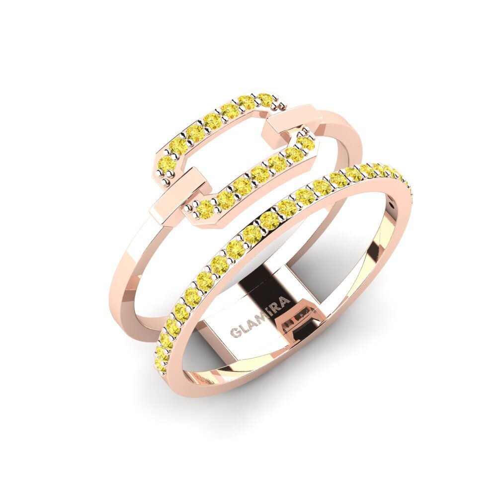 9k Oro Rosa Zafiro amarillo Anillo Milagre