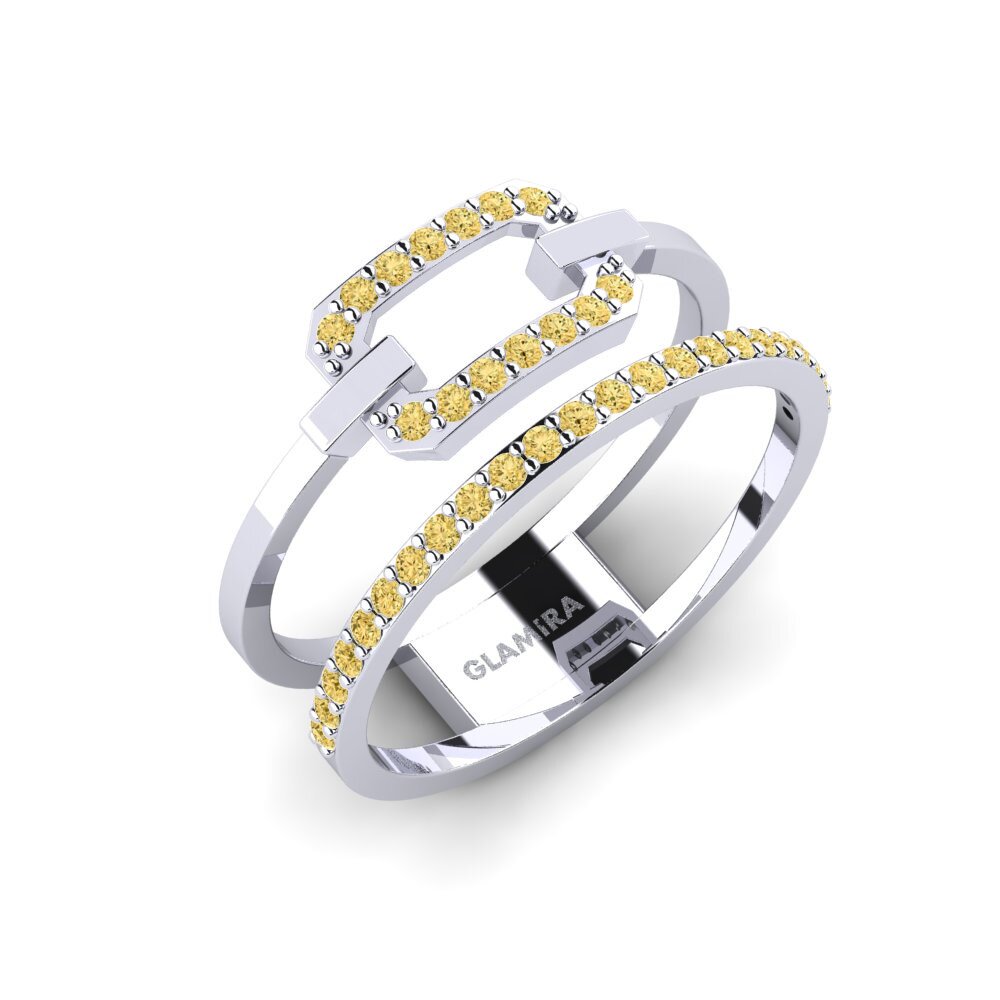 Plata 925 Diamante Amarillo Anillo Milagre