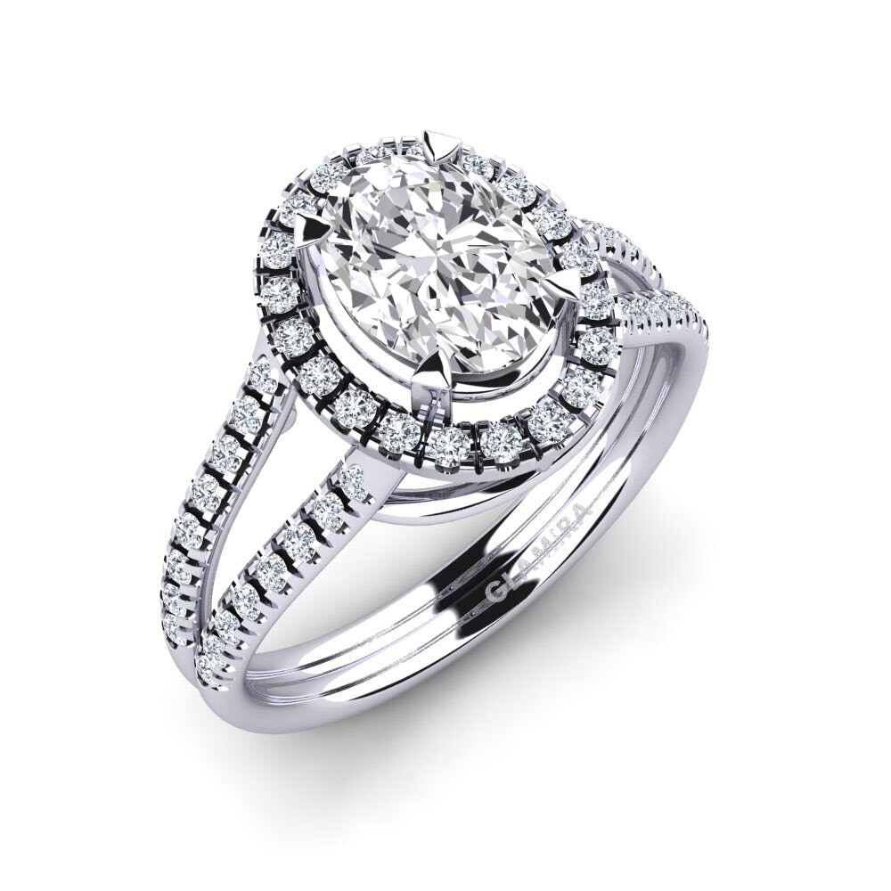 White Silver Engagement Ring Milagros